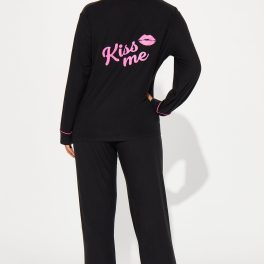 Kiss Me Black/Pink Pajama Pant Set