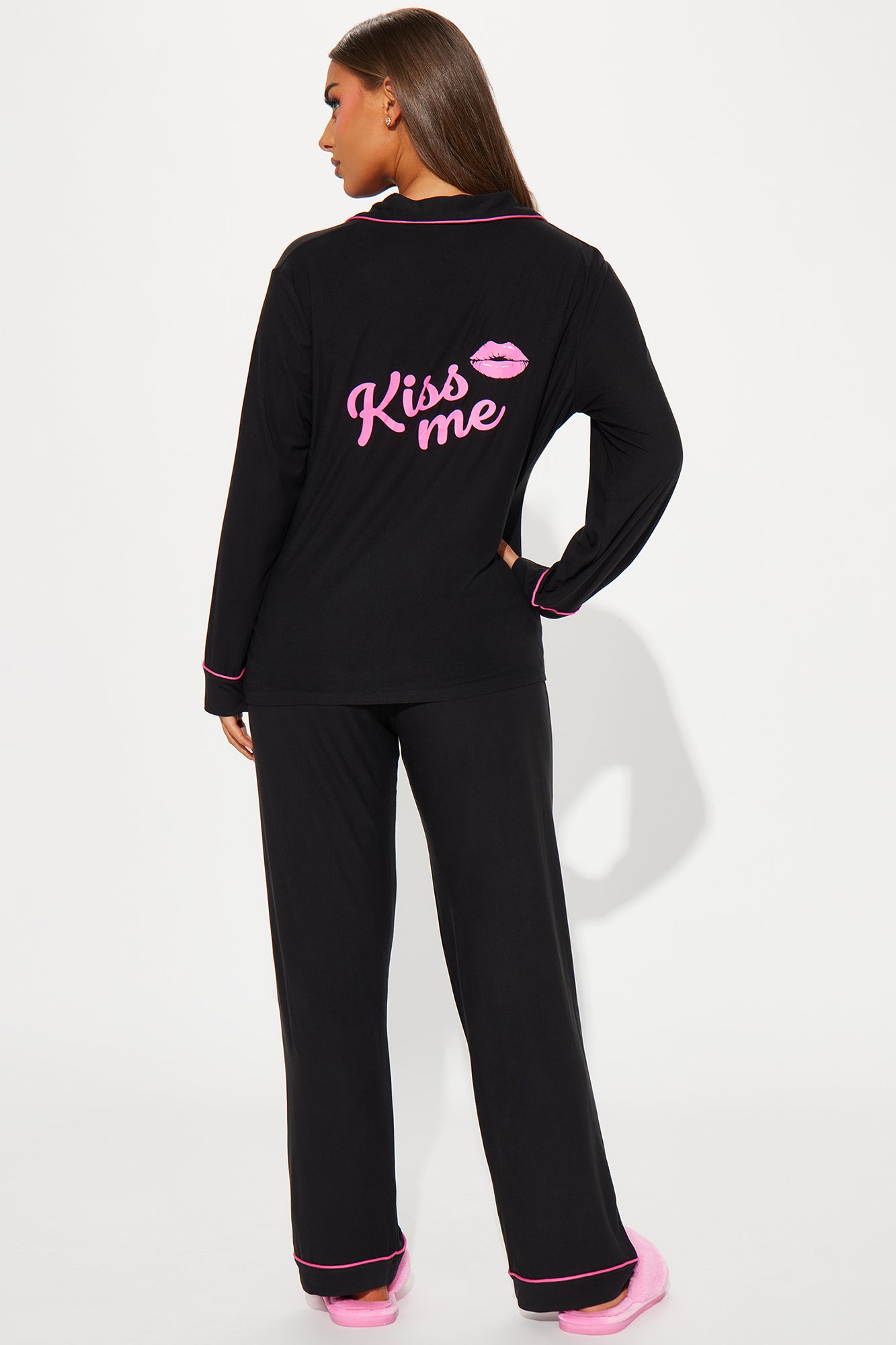 Kiss Me Black/Pink Pajama Pant Set