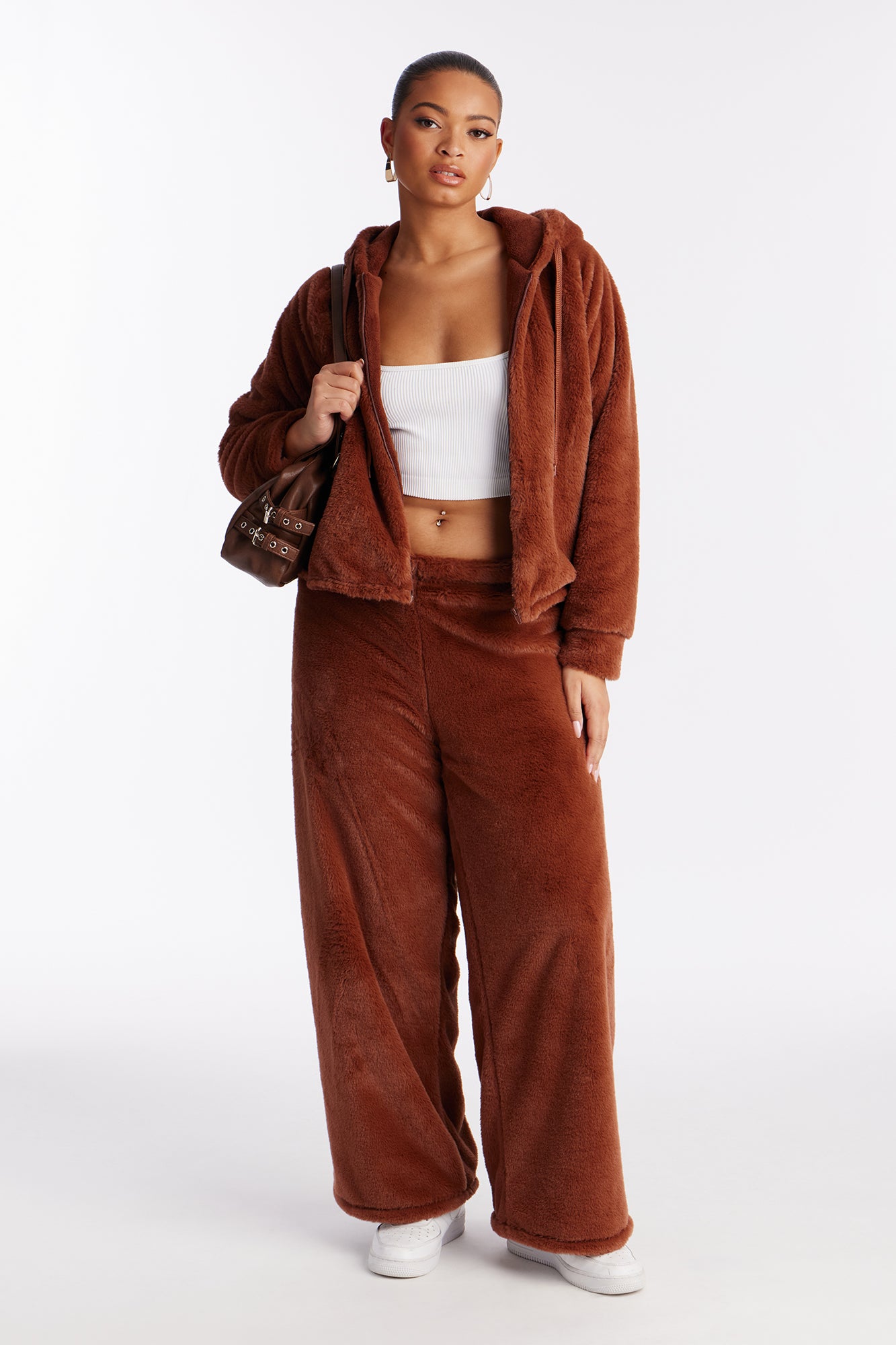 Verilunes Chocolate Plush Hoodie Pajama Pant Set - Image 4