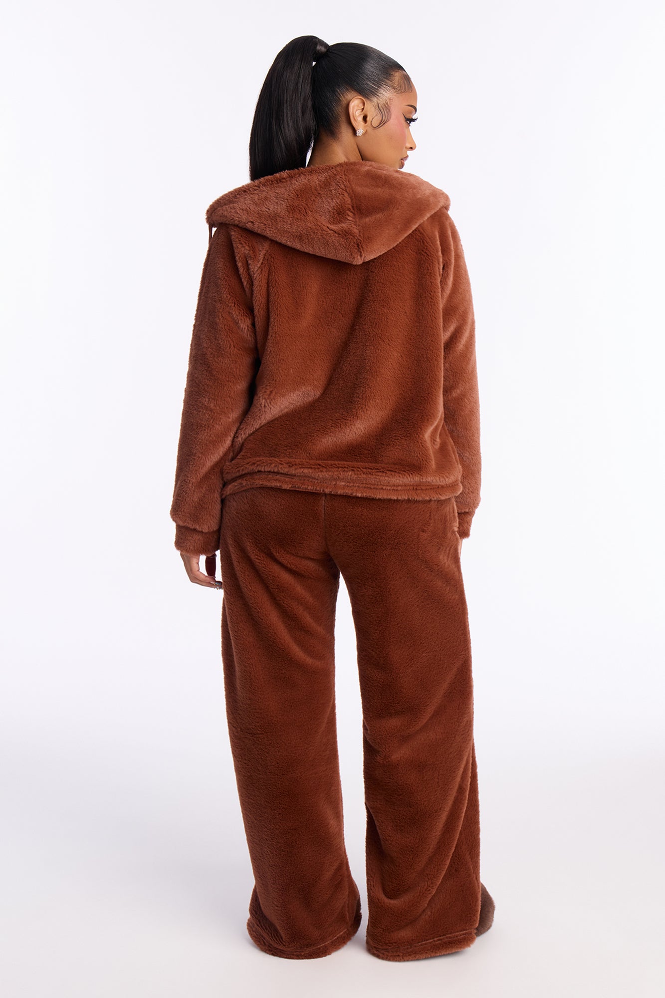Verilunes Chocolate Plush Hoodie Pajama Pant Set - Image 3