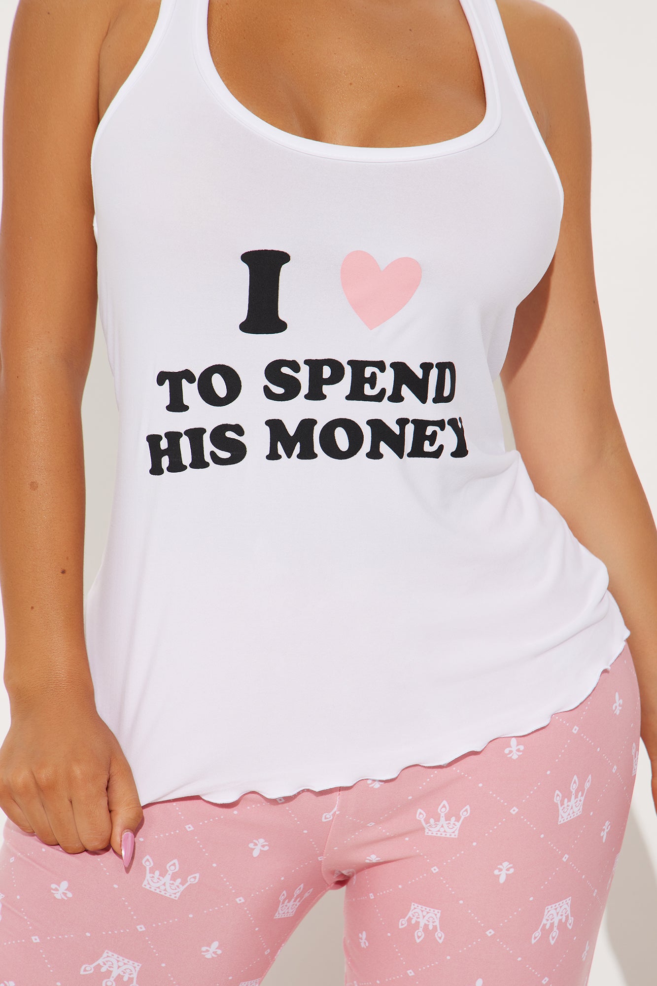 Love To Spend His Money Pink/combo Pajama Pant Set - Image 3