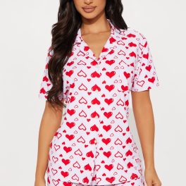 Be My Valentine Red/White Pajama Short Set