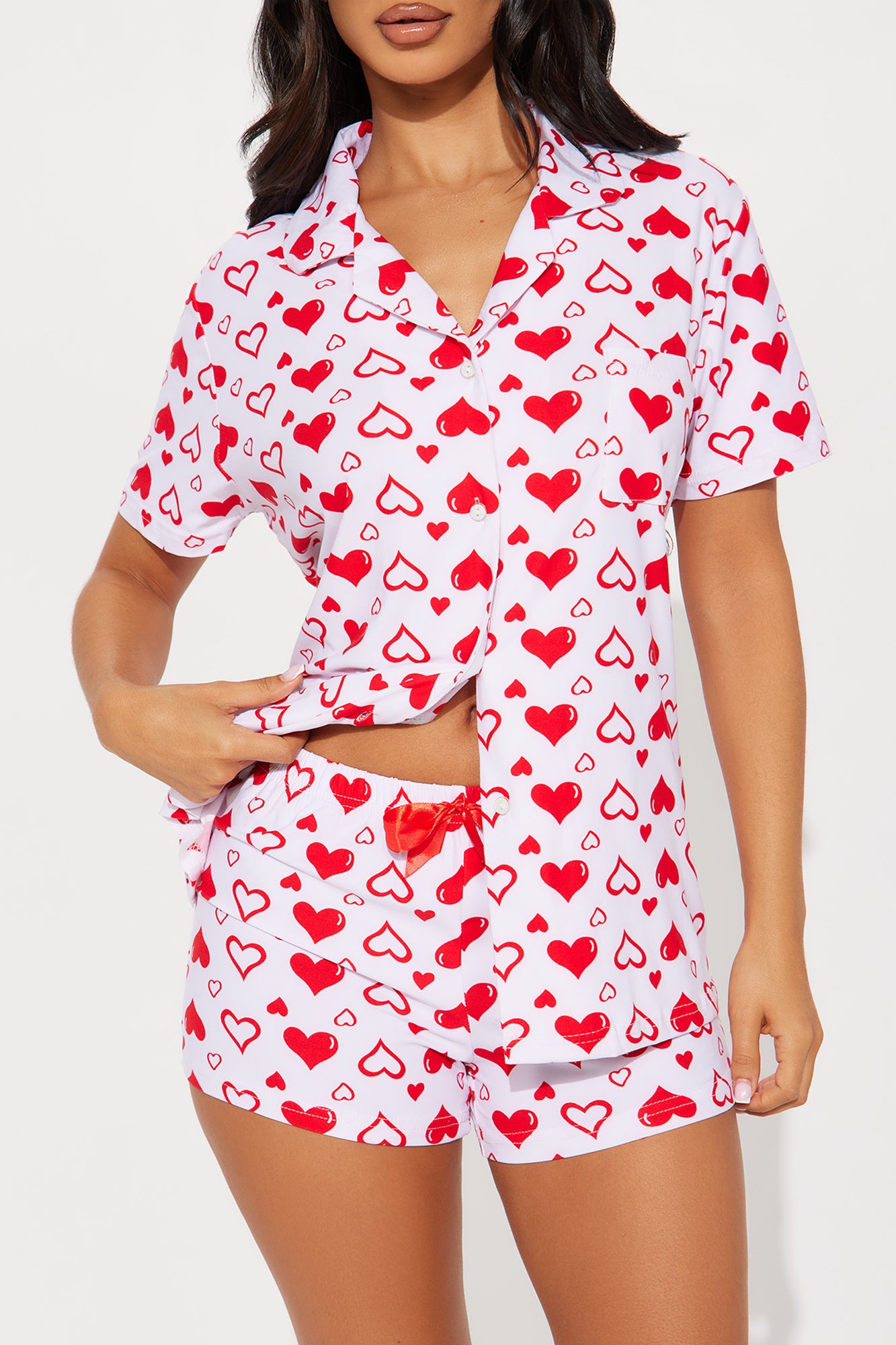 Be My Valentine Red/White Pajama Short Set - Image 2