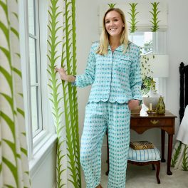 Scalloped Pajama Set Long - Cameron Blue