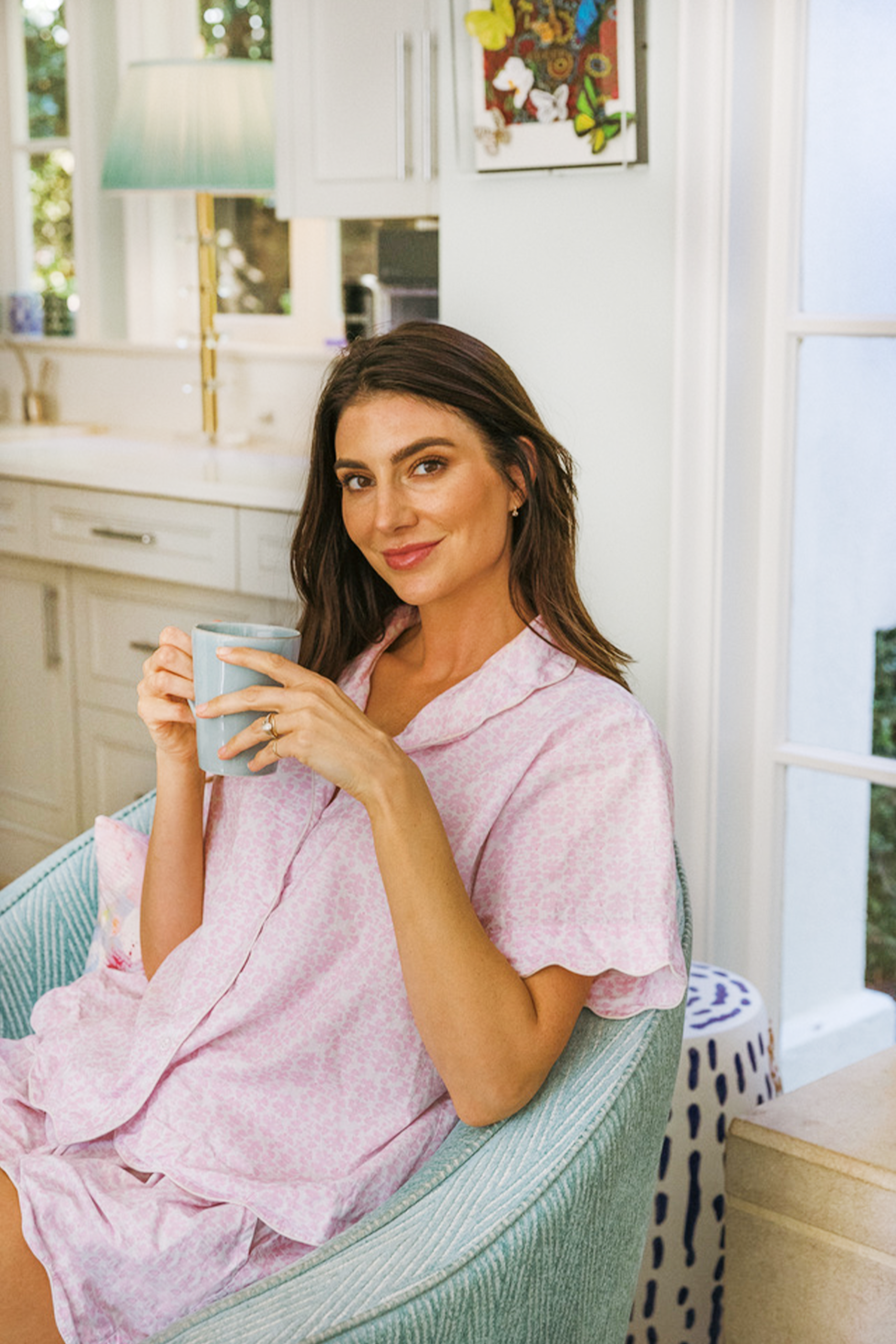 Scalloped Pajama Set Short - Light Pink Chintz - Image 3