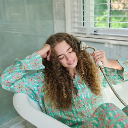 Scalloped Pajama Set Long - Birds Of Paradise