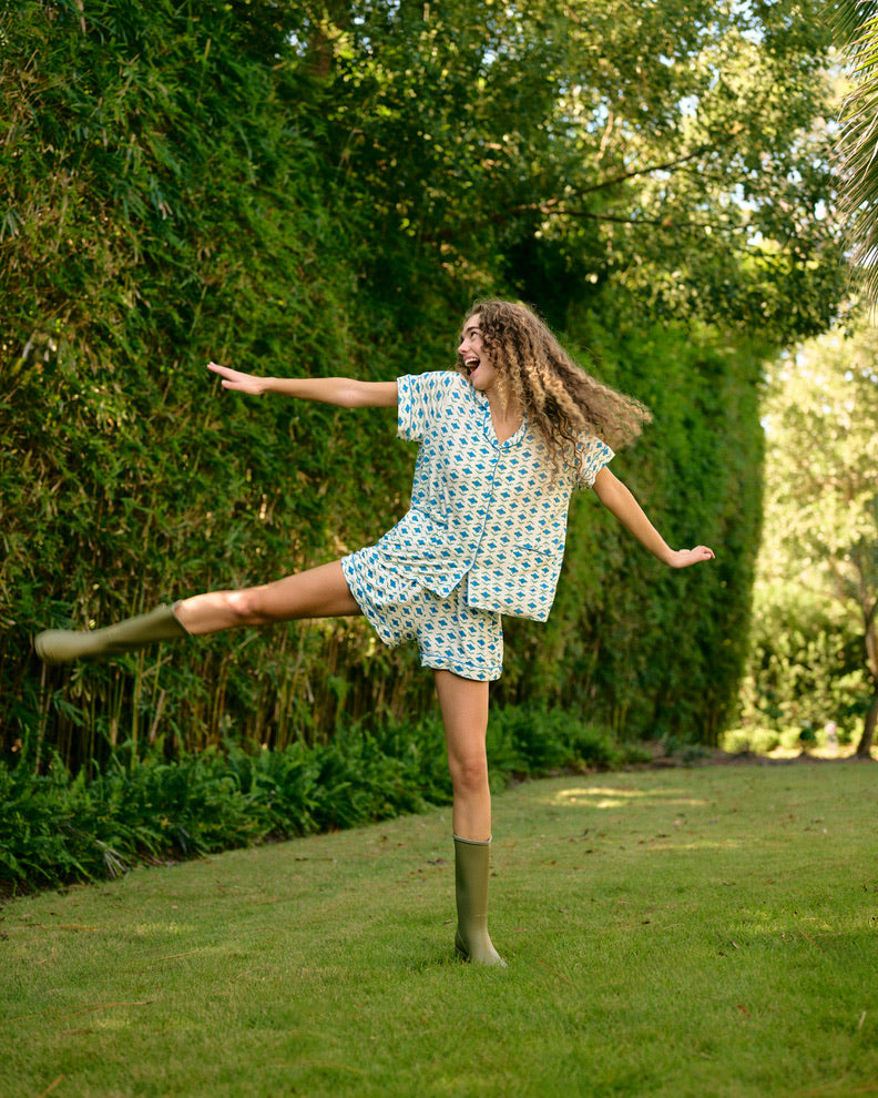 Classic Pajama Short - Blue Saturn