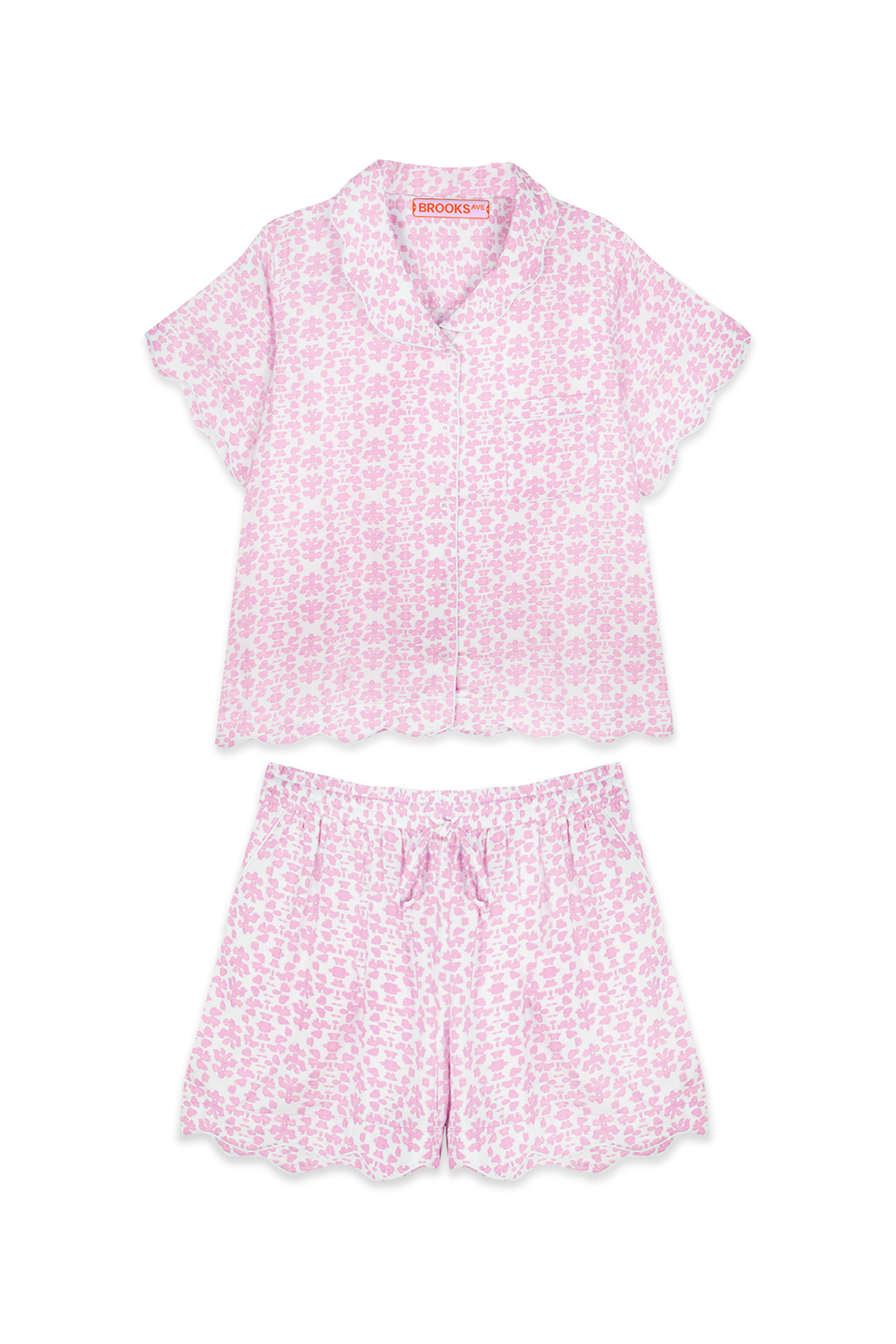 Scalloped Pajama Set Short - Light Pink Chintz - Image 4